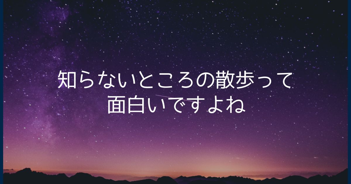 知らないところの散歩って面白いですよね